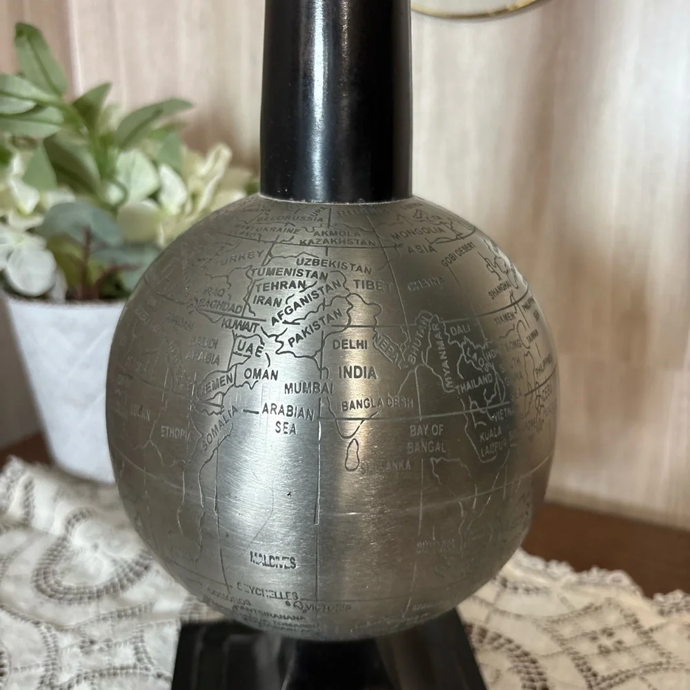 Elegant Black and Silver Decorative Globe Mid Century Modern